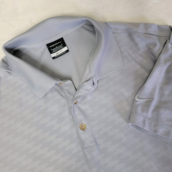 Nike Golf Polo Dri Fit Men's Large Grey Diamond Pattern Gray Performance‎ - Picture 1 of 9